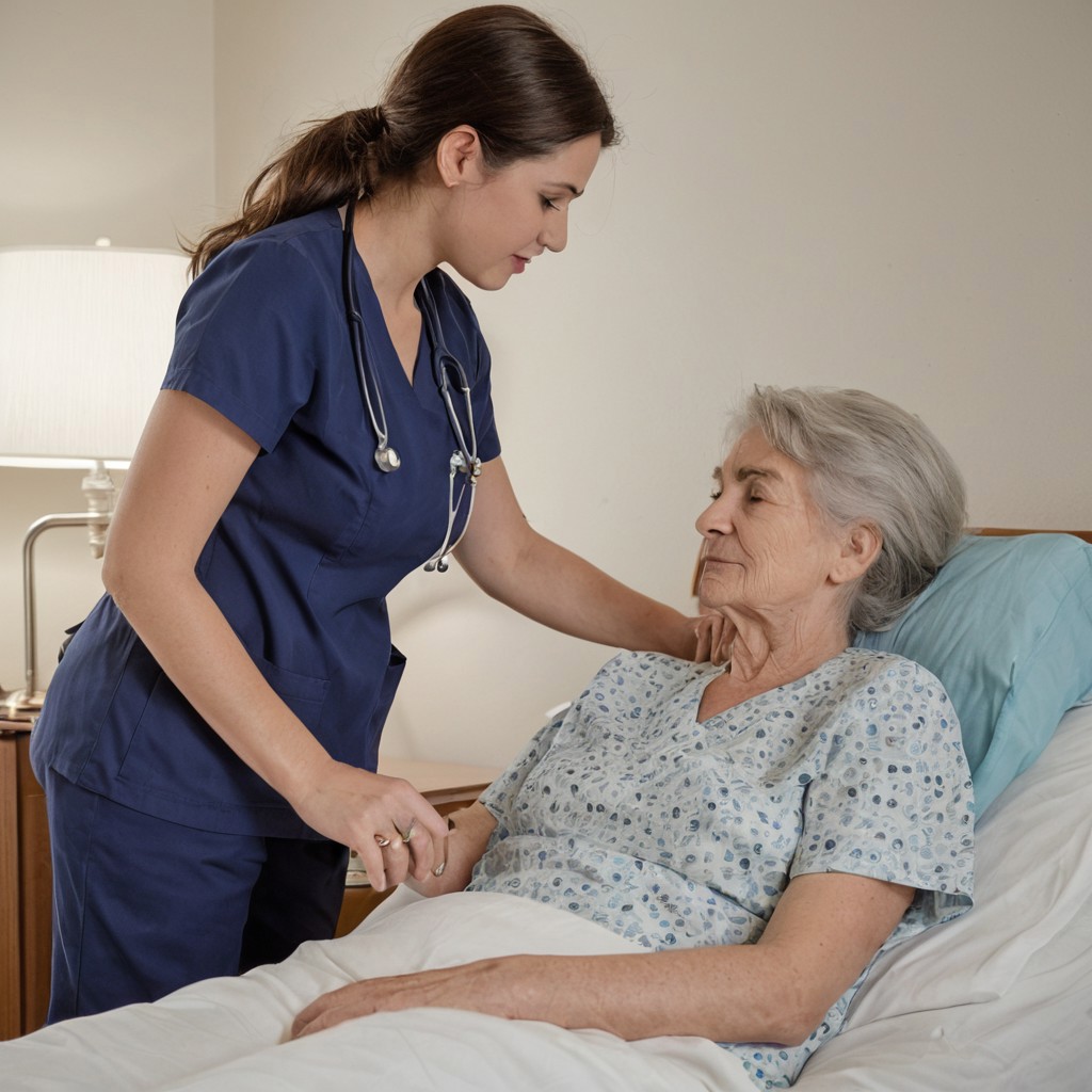 Pflegekraft und Patient